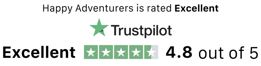 Happy Adventurers es real y confiable. Mira las calificaciones en Trustpilot